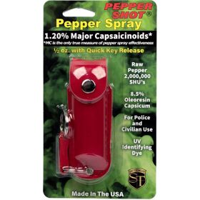 Pepper Shot 1.2% MC 1/2 oz  leather holster quick  keychain red