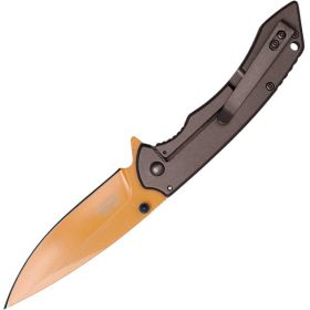 Assisted Open Folding Pocket Knife Grey handle  Orange Blade