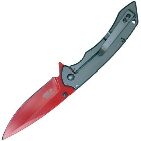 Assisted Open Folding Pocket Knife, Black Handle Red Accents