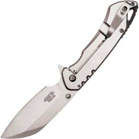 Assisted Open Folding Pocket Knife, Silver Handle Black Accents