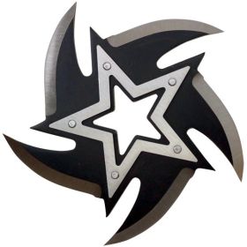 4" Black 5 point Stainless Steel throwing star  chrome star  middle