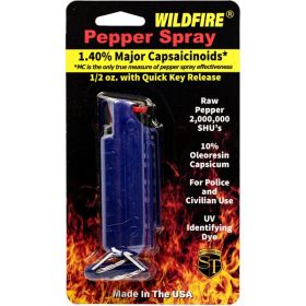 Wildfire 1.4% MC 1/2 oz pepper spray hardcase quick chain blue