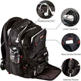 OPACK Ex Lrg RFID-Safe Travel Black Backpack TSA Friendly