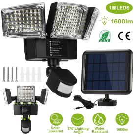 Solar Lights Outdoor 188 LEDs 1600lm  Motion Sensor 270¬∞ (Color: Black)
